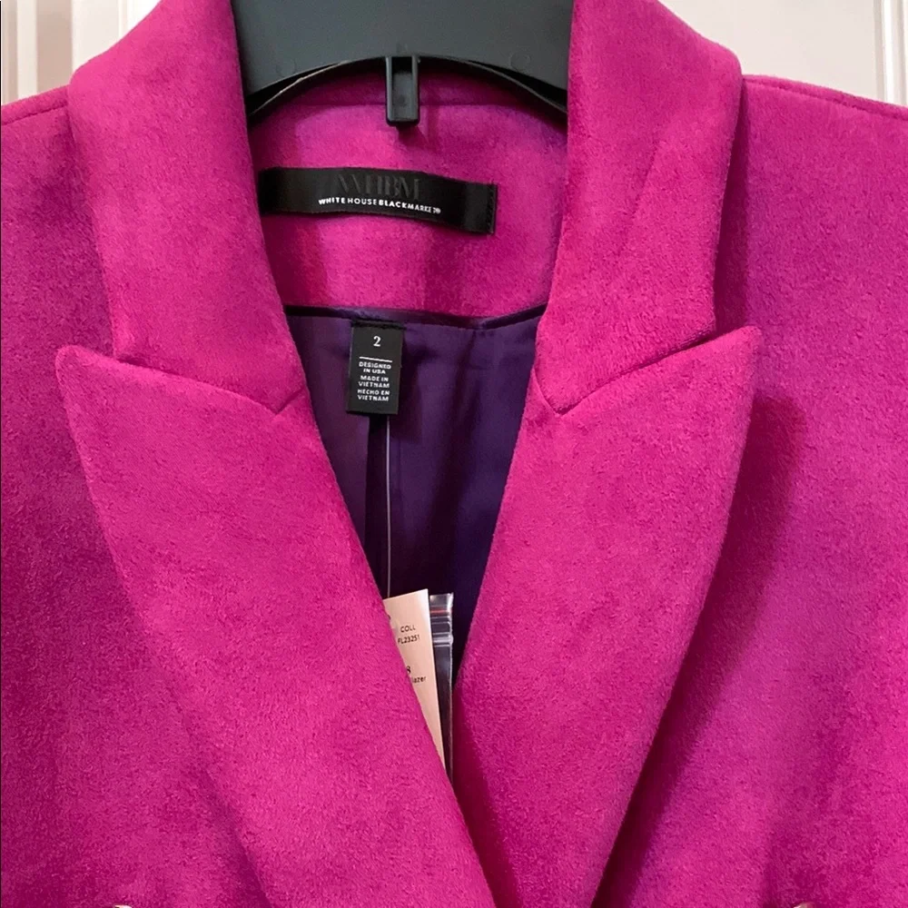 White House Black Market Magenta Ultra Suede Double-Breasted Trophy Blazer 2 - Picture 7 of 14